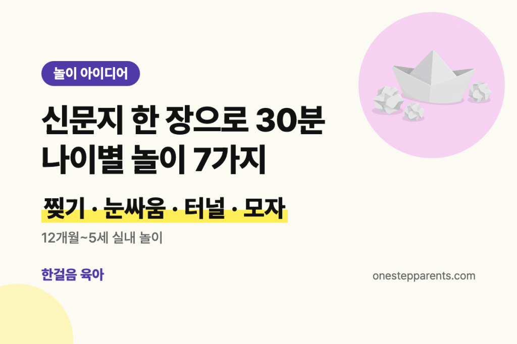 신문지 한 장으로 30분, 나이별 신문지 놀이 7가지 요약 카드