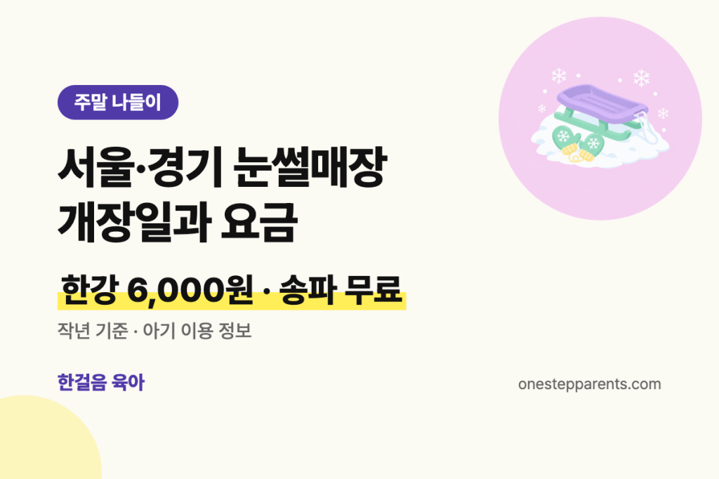 서울·경기 눈썰매장 개장일과 요금 요약 카드
